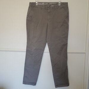 Eddie Bauer Pants Womens 12 Carbon Legend Wash Boyfriend Mid‎ Rise Slim Brown